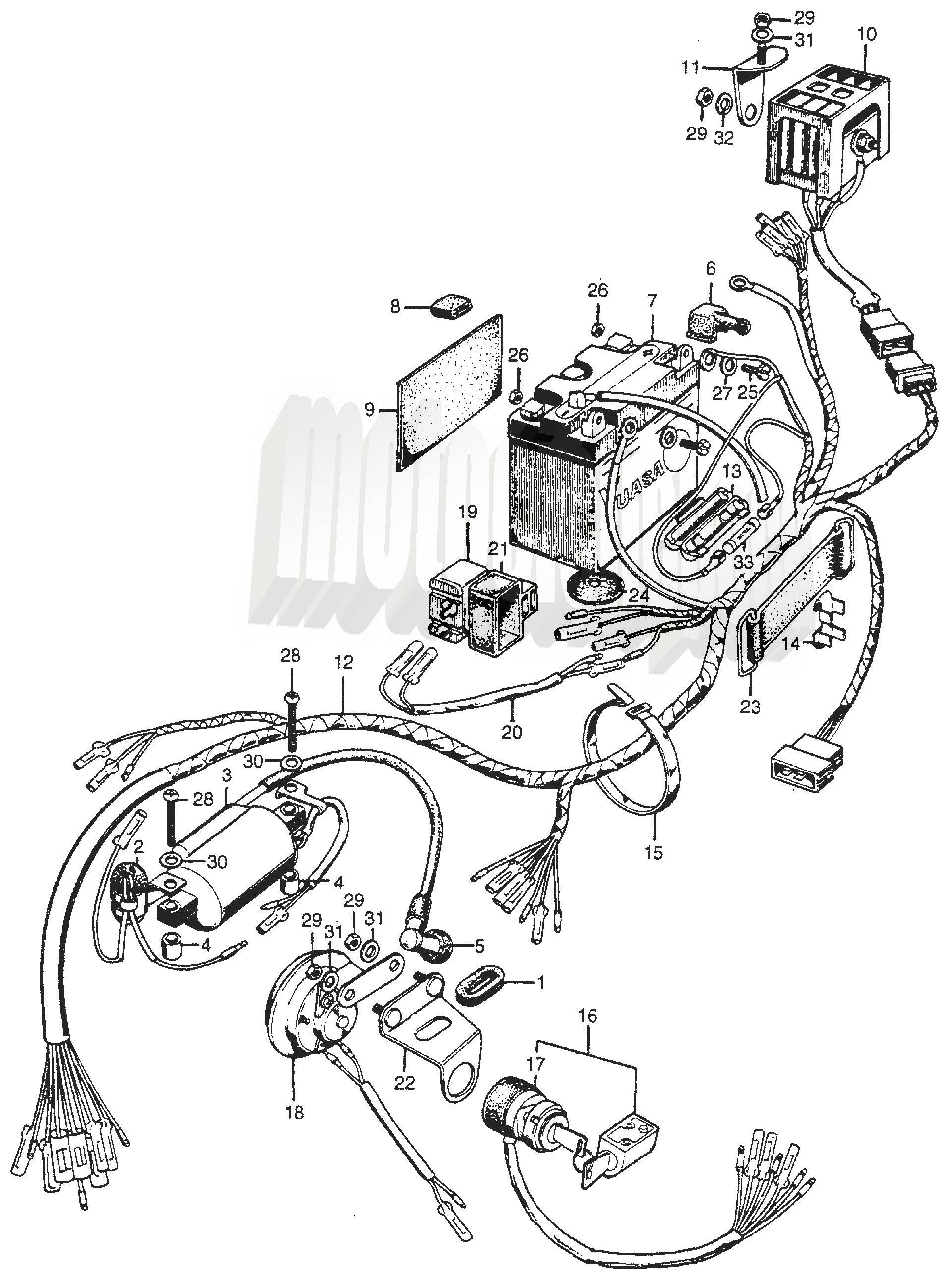 Honda CB100 (1970) WIRE HARNESS-BATTERY - motocicliepoca - Honda ...