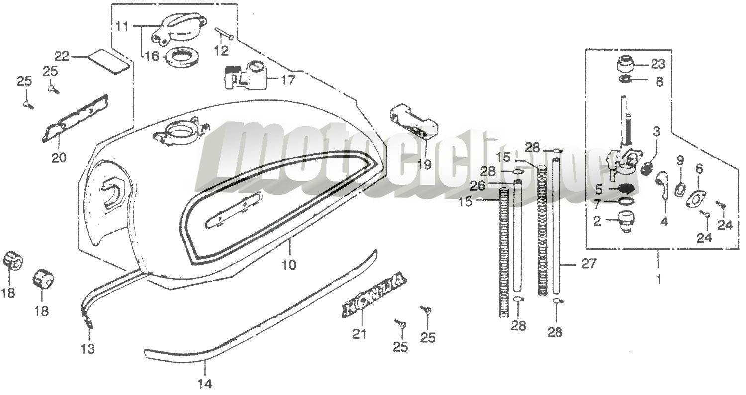 HONDA CJ360T 1977 USA FUEL TANK parts list and schematics by ...